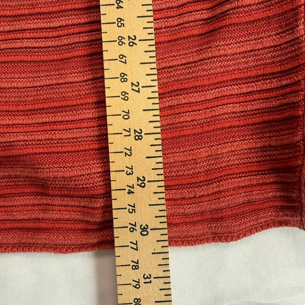Chico’s Ombre Longline Cardigan Sweater Pink to Rust Open Front Size 1 - Picture 8 of 13